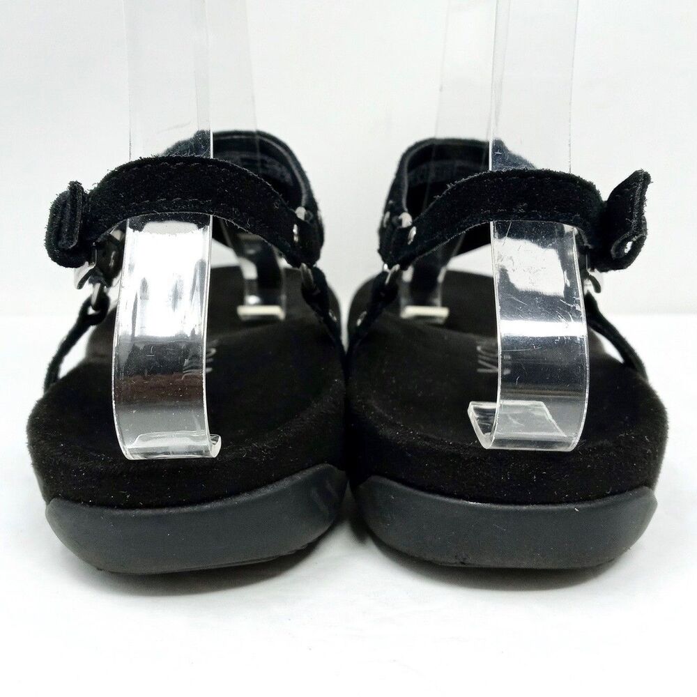 Vionic Margot Suede Studded T-Strap Sandals Women's Size 7 Black Strappy - Picture 5 of 10
